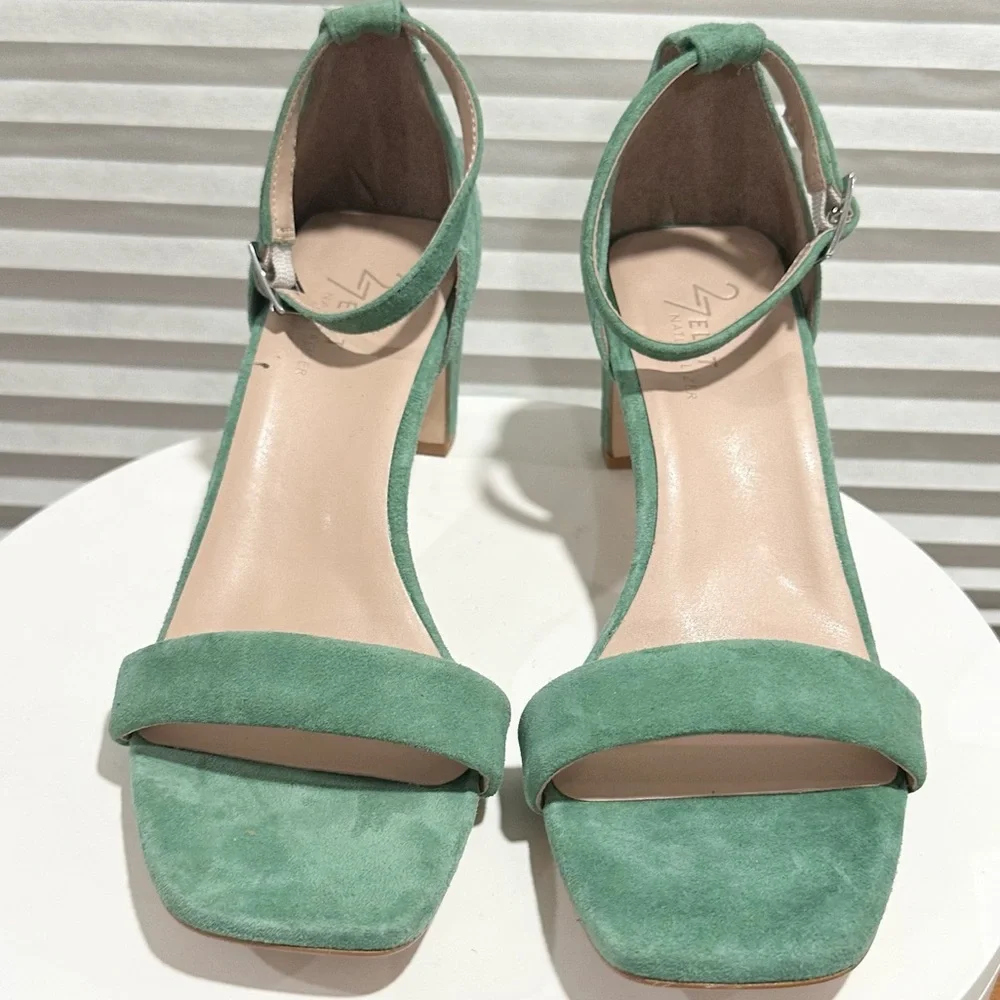 🌸27 EDIT NATURALIZER 🌸 Iriss Emerald Suede Ankle Strap Block Heels Size: 8 - Picture 7 of 11